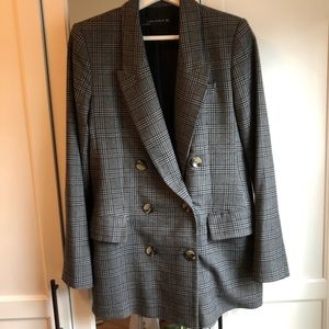Zara Checkered Wool Blazer